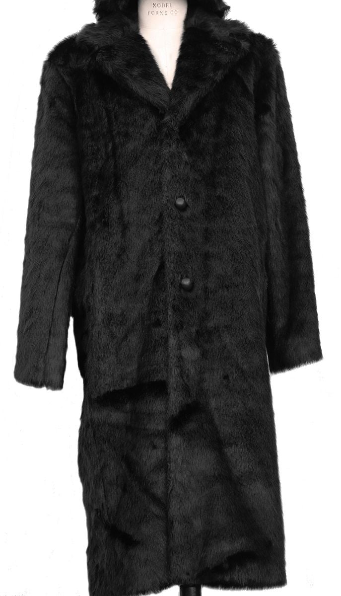 Men's Full Length Faux Fur Coat by Canto