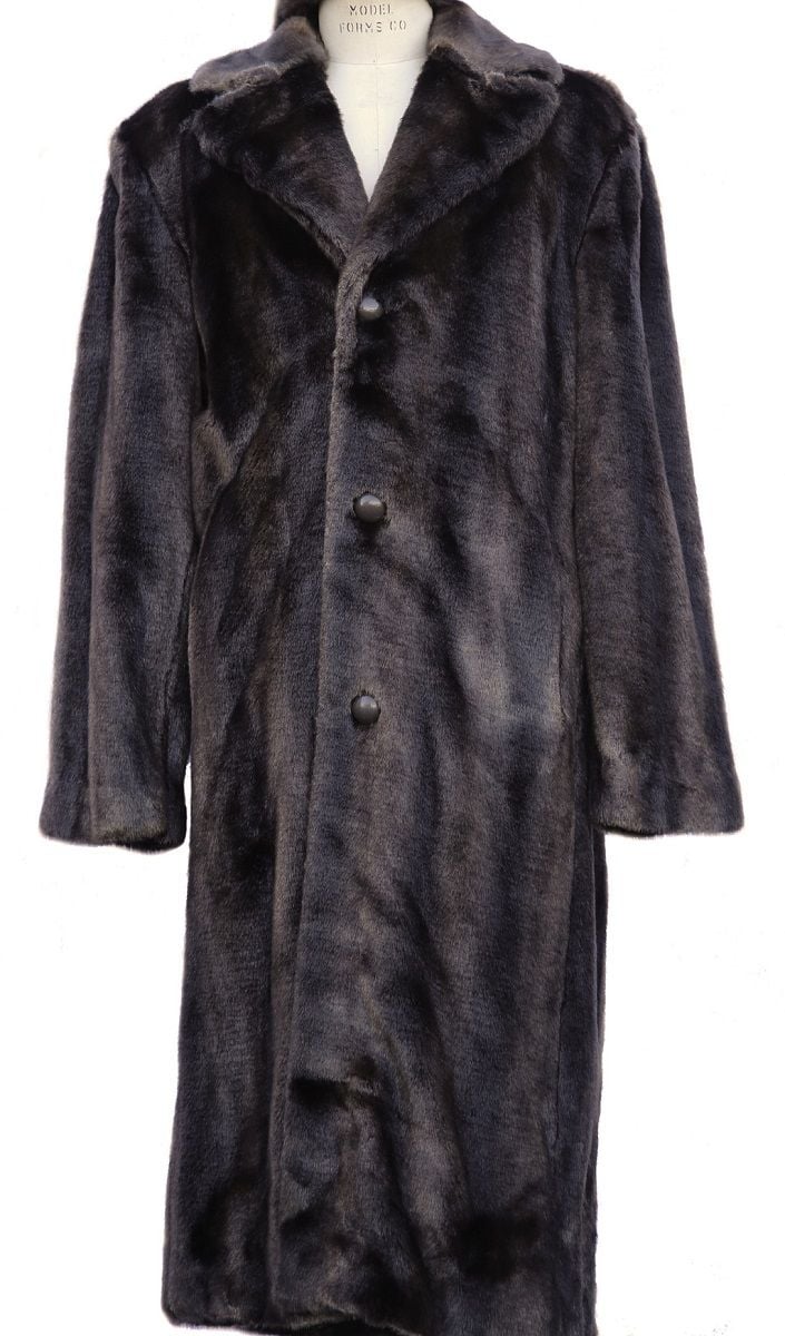 Men's Full Length Faux Fur Coat by Canto