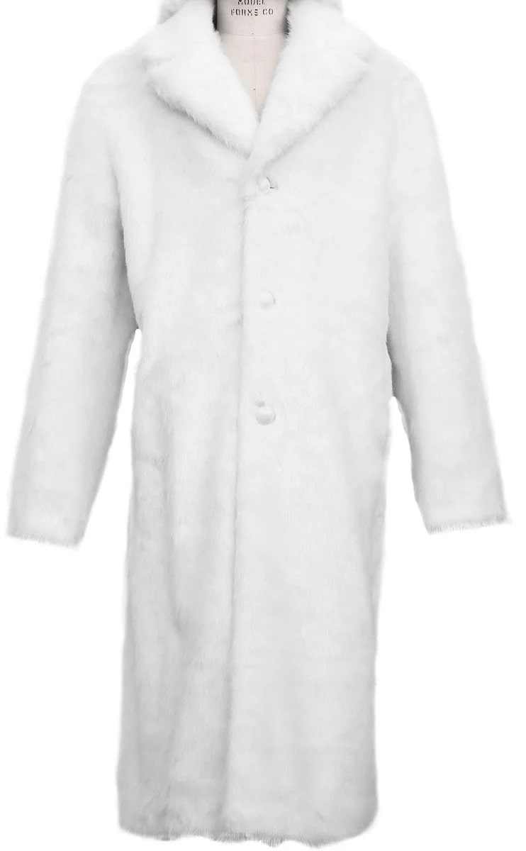 Men's Full Length Faux Fur Coat by Canto