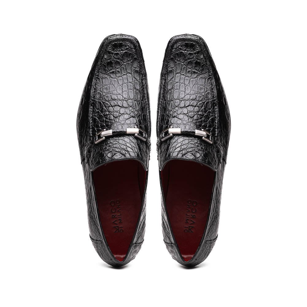 Marco Di Milano Fabro Caiman Black Bit Loafers