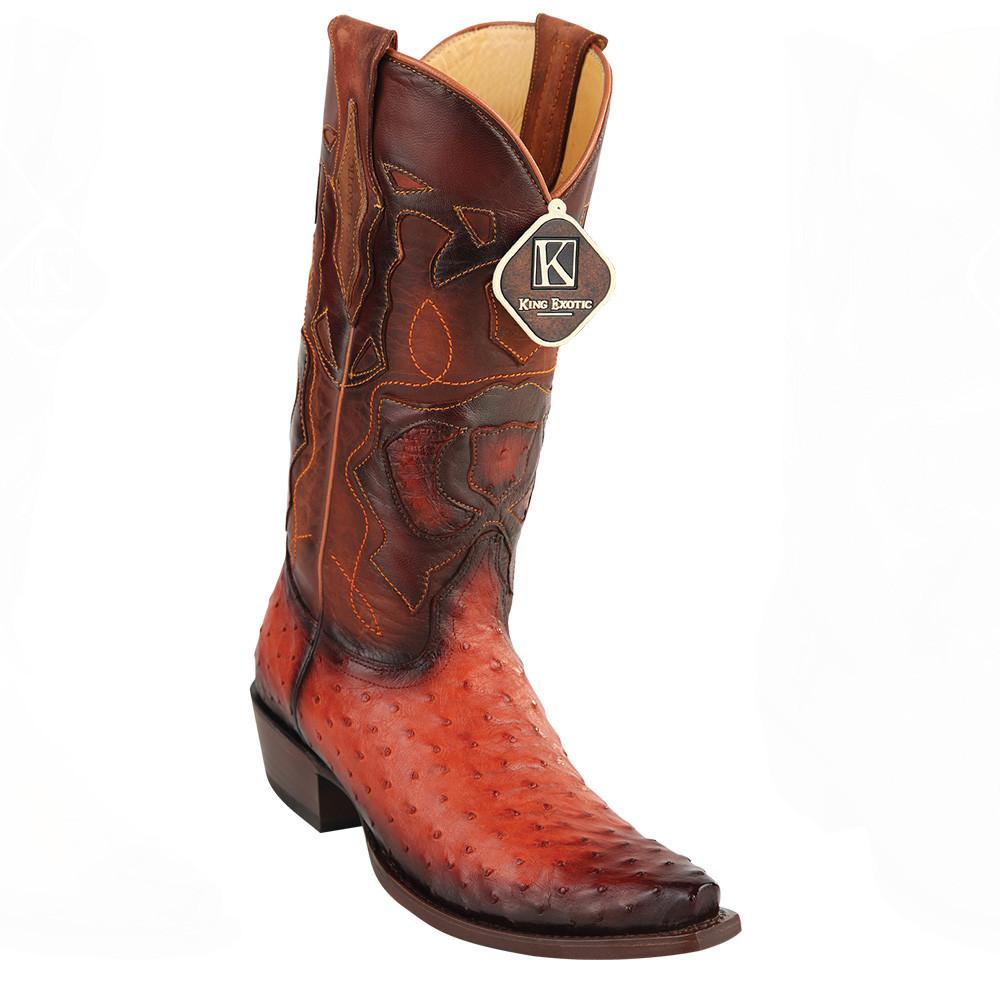 King Exotic Ostrich Snip Toe Western Boots