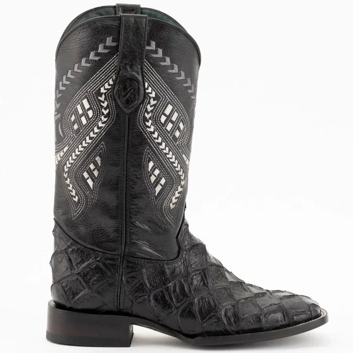 Ferrini Bronco Pirarucu Print Fish Boots Black