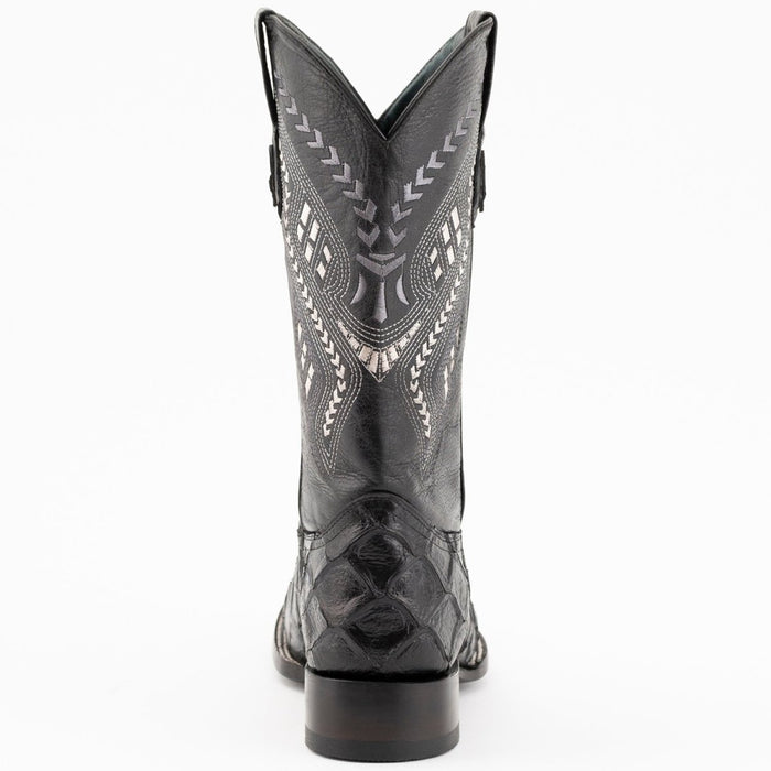 Ferrini Bronco Men's Print Pirarucu Fish Boots Handcrafted Black