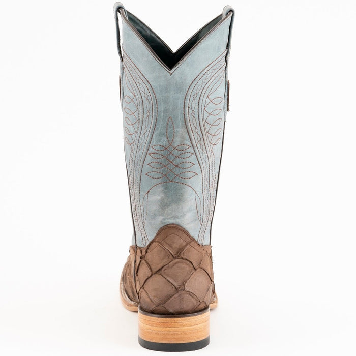 Ferrini Bronco Men's Print Pirarucu Fish Boots Handcrafted Brown