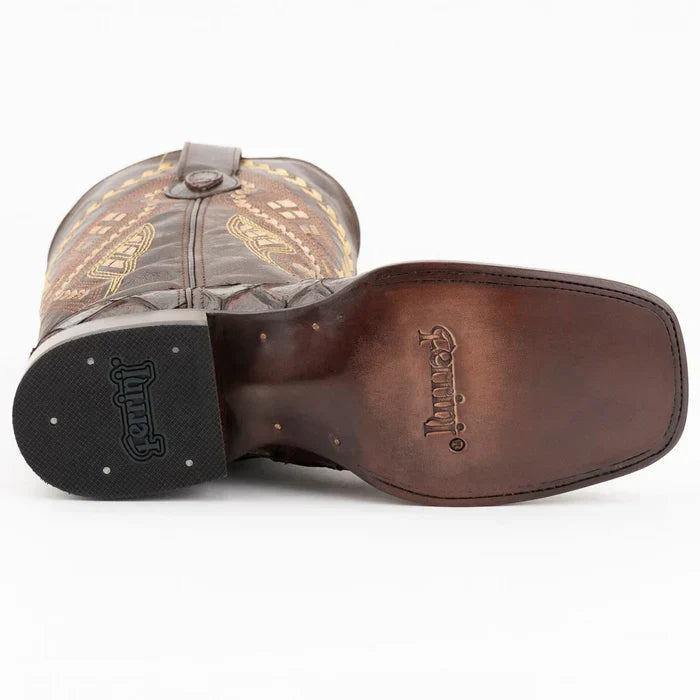 Ferrini Bronco Pirarucu Fish Print Boots Chocolate