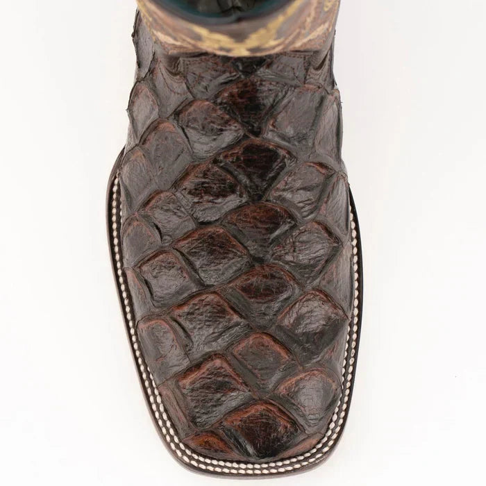 Ferrini Bronco Pirarucu Fish Print Boots Chocolate
