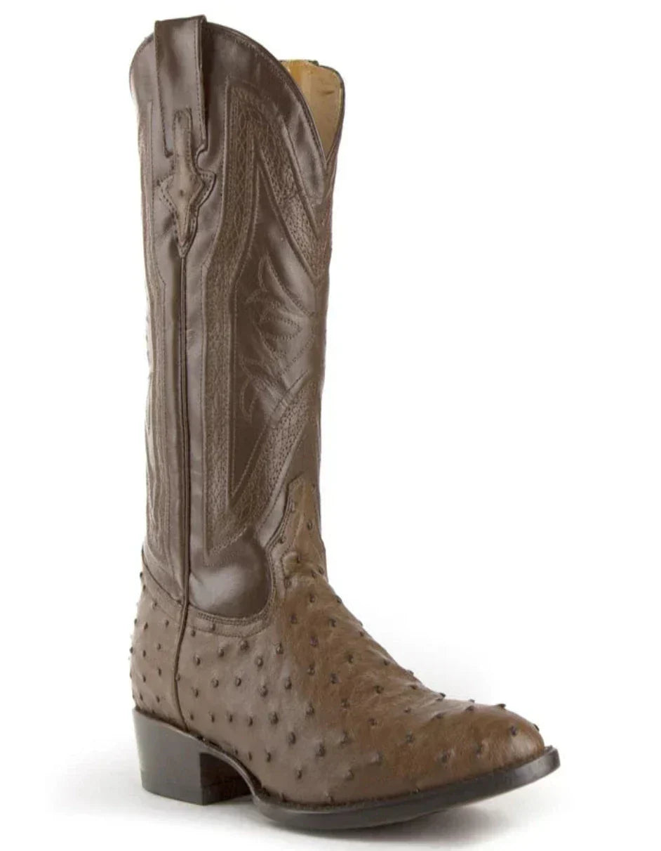 Ferrini Men's Colt Full Quill Ostrich Boots - Kango Brown