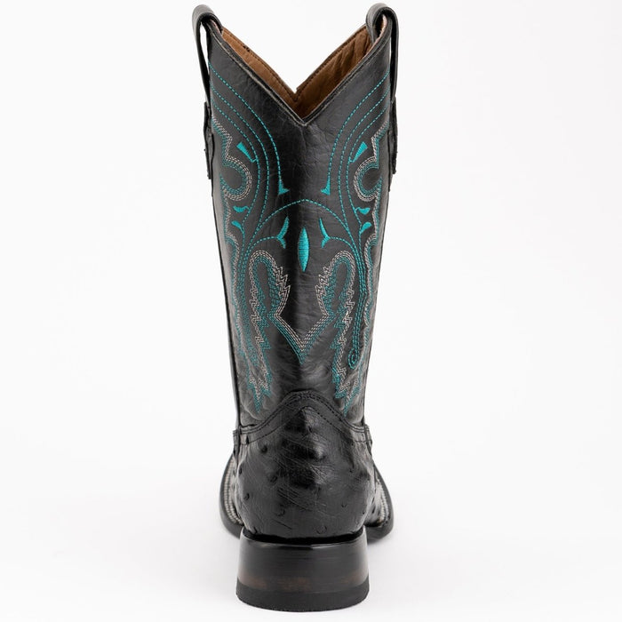 Ferrini Men's Colt Full Quill Ostrich Square Toe Boots Handcrafted - Cognac