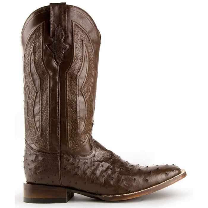 Ferrini Men's Colt Full Quill Ostrich Square Toe Boots Handcrafted - Black