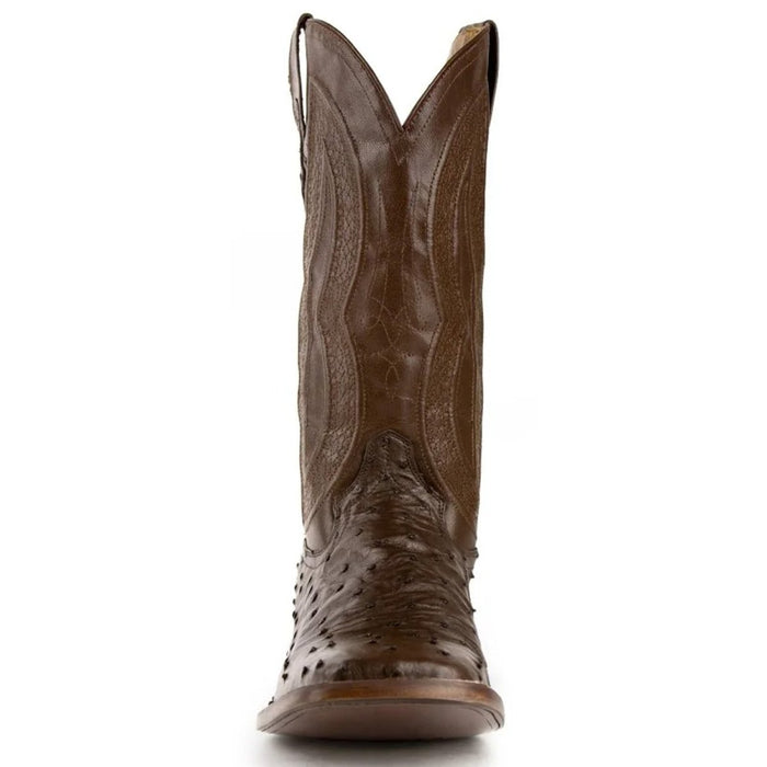 Ferrini Men's Colt Full Quill Ostrich Square Toe Boots Handcrafted - Black