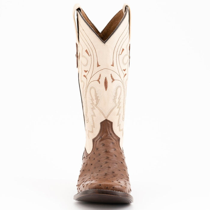 Ferrini Colt Ostrich Square Toe Boots - Kango Brown