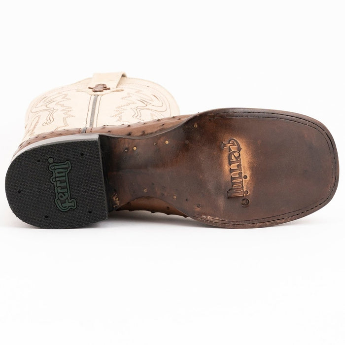 Ferrini Colt Ostrich Square Toe Boots - Kango Brown