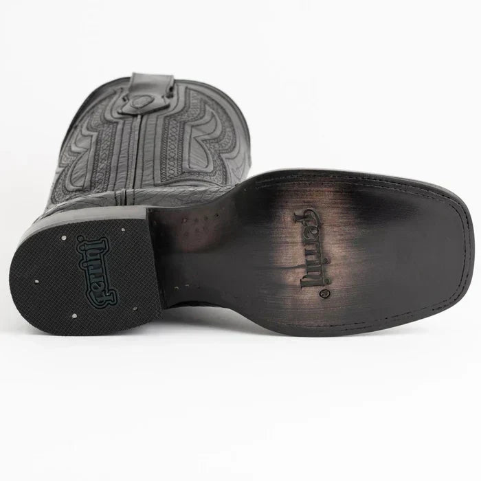 Ferrini Dakota Belly Caiman Square Toe Boots Black