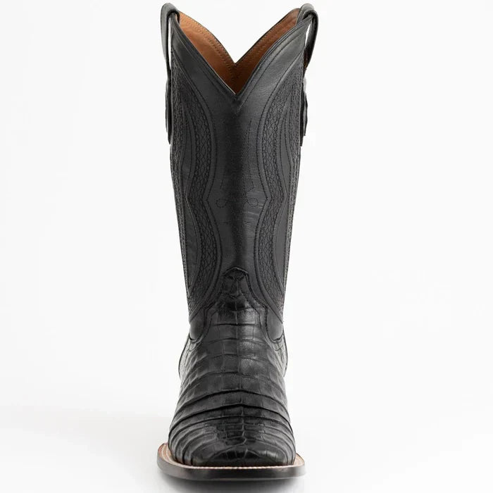 Ferrini Dakota Belly Caiman Square Toe Boots Black