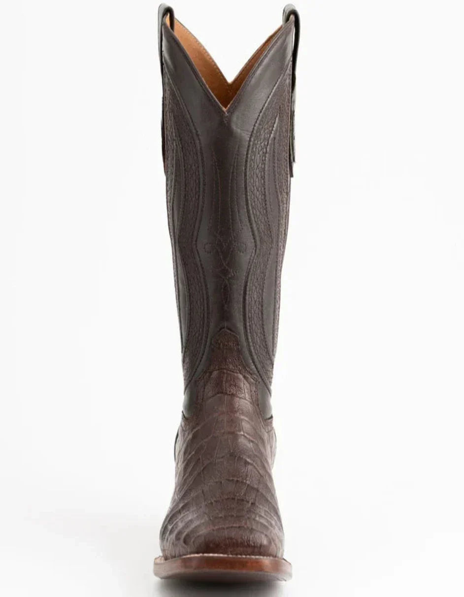 Dakota Belly Caiman Square Toe Western Boots