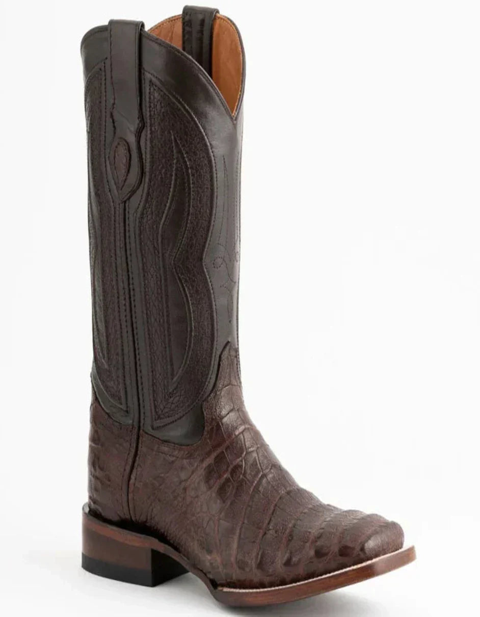 Dakota Belly Caiman Square Toe Western Boots