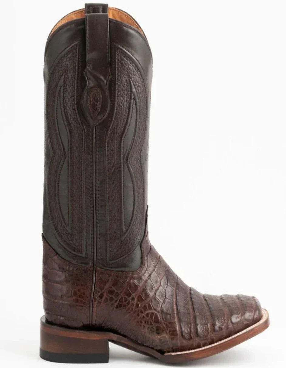 Dakota Belly Caiman Square Toe Western Boots