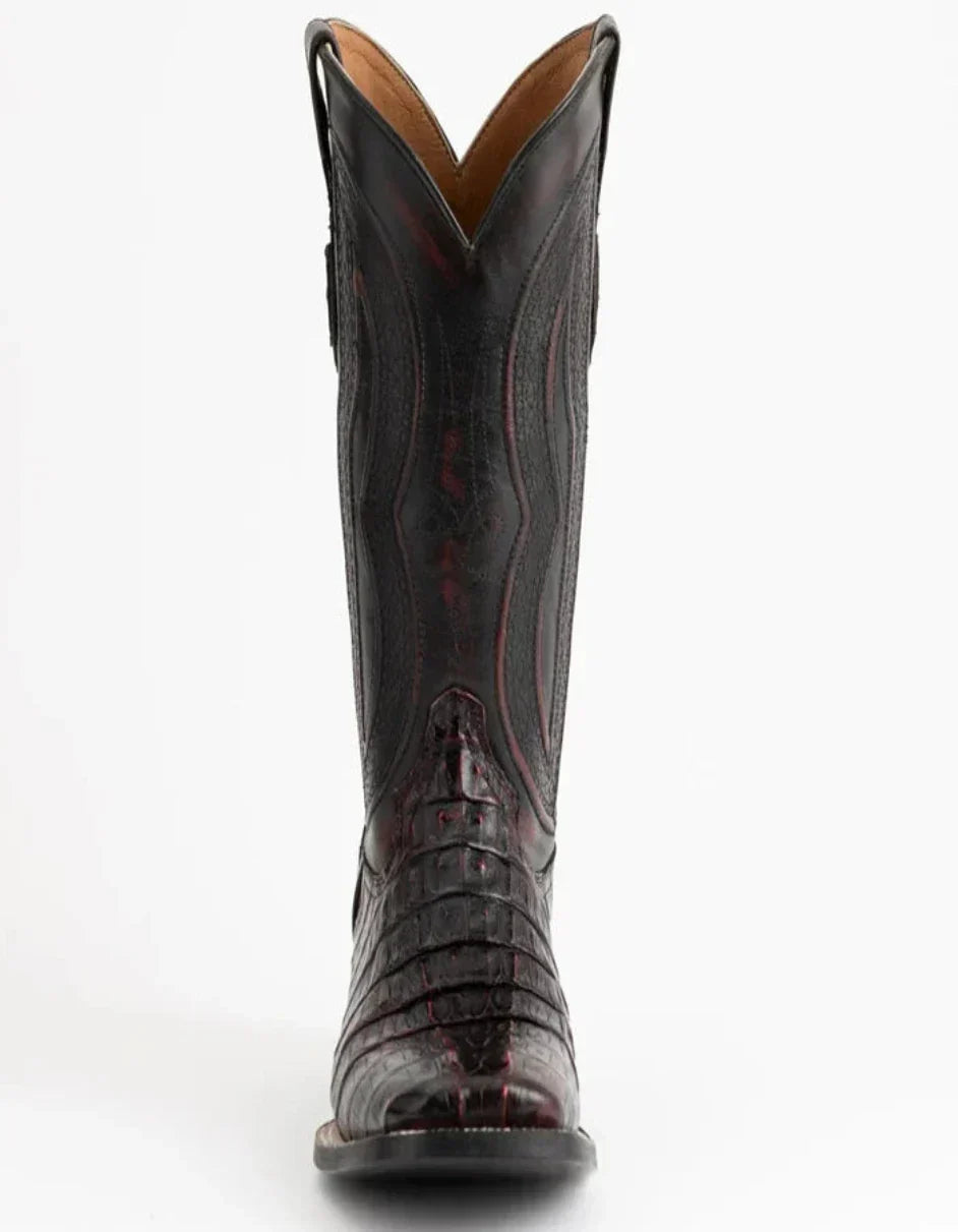 Ferrini Black Cherry Hornback Caiman Boots