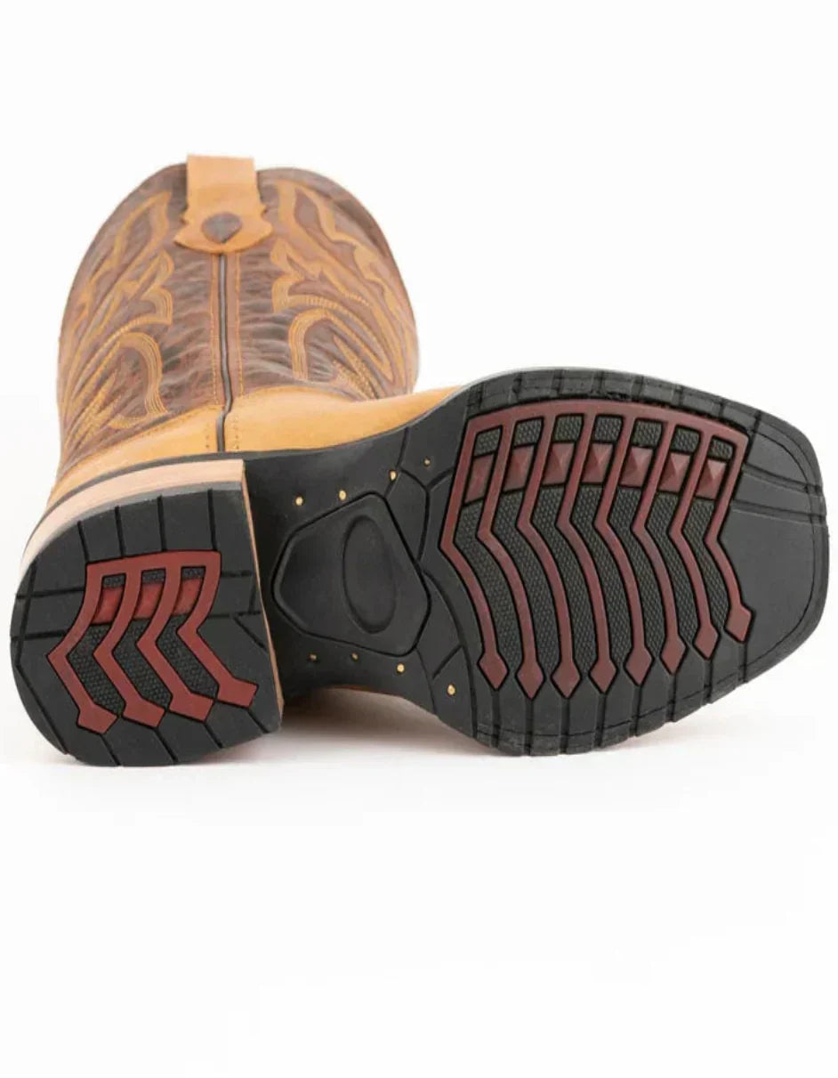 Ferrini Kingston Tan Rubber Sole Square Toe Boots