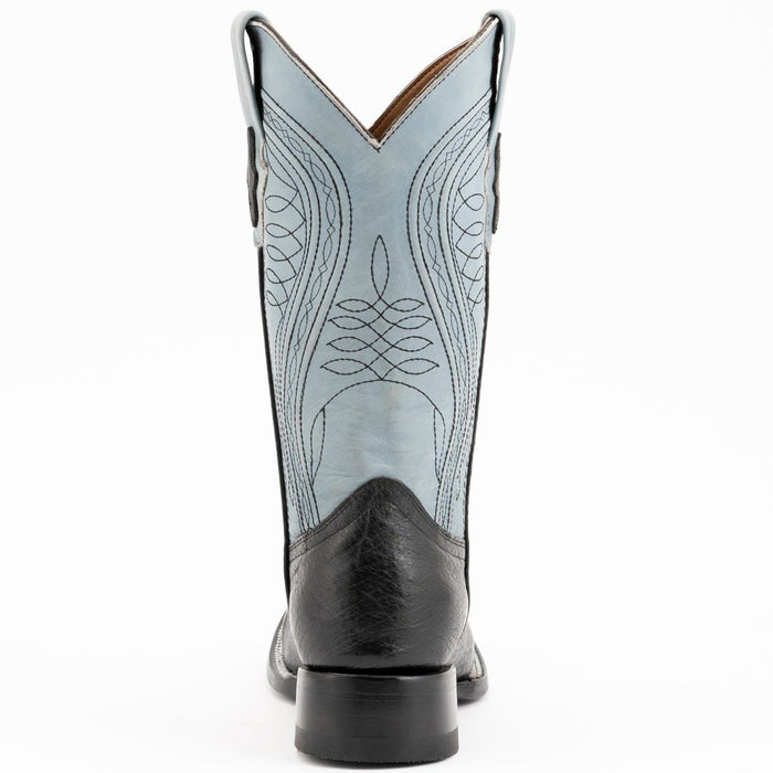 Ferrini Black Ostrich Square Toe Boots, Handcrafted