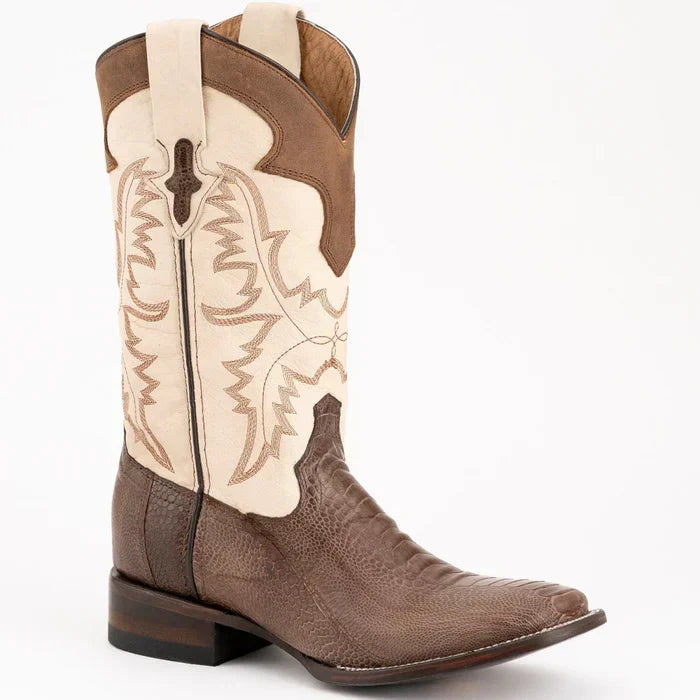 Ferrini Nash Ostrich Leg Handcrafted Boots Brown