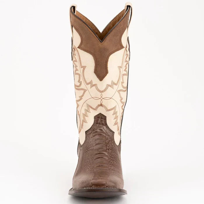 Ferrini Nash Ostrich Leg Handcrafted Boots Brown
