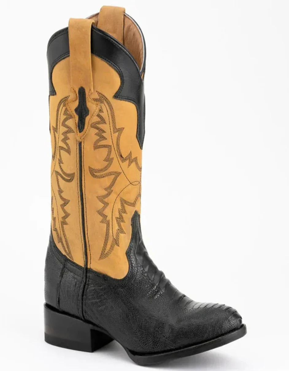 Ferrini Nash Ostrich Leg Boots Handcrafted Black