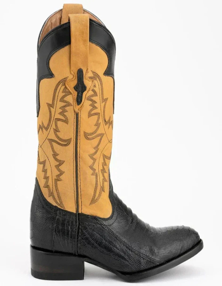 Ferrini Nash Ostrich Leg Boots Handcrafted Black