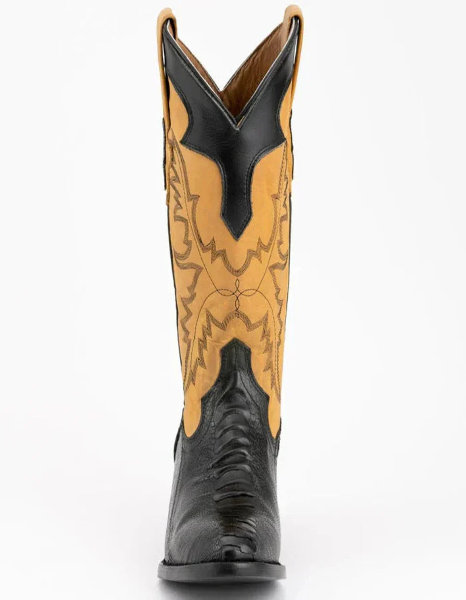 Ferrini Nash Ostrich Leg Boots Handcrafted Black