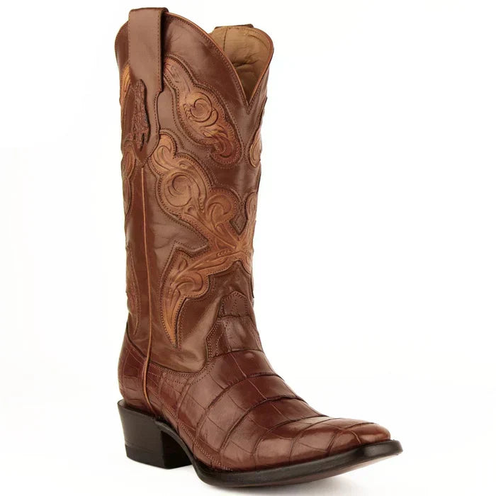 Ferrini Handcrafted Alligator Boots Cognac French Toe