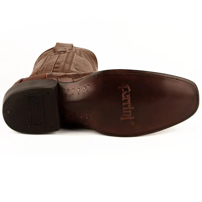 Ferrini Alligator French Toe Boots Cognac