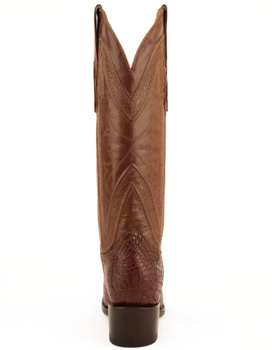 Ferrini Alligator Belly Cognac Boots Narrow Square Toe