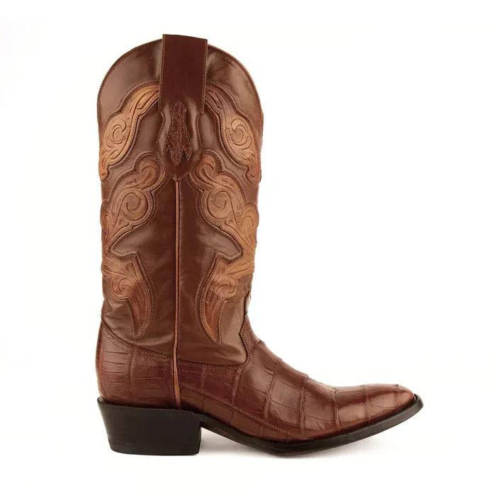 Ferrini Handcrafted Alligator Boots Cognac French Toe