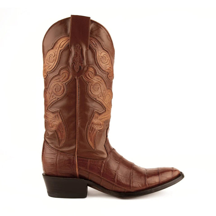 Ferrini Men's Stallion Alligator Belly Boots French Toe Handcrafted Cognac