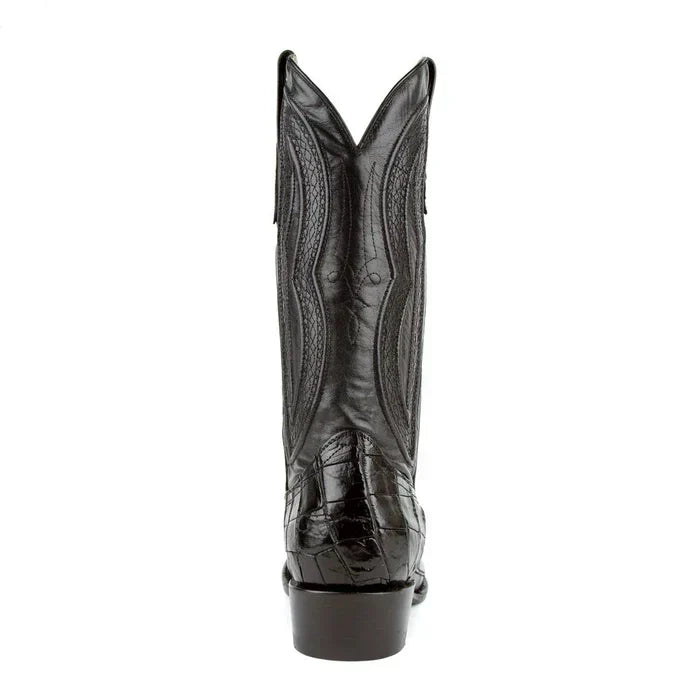 Ferrini Stallion Alligator Belly Boots Round Toe Black