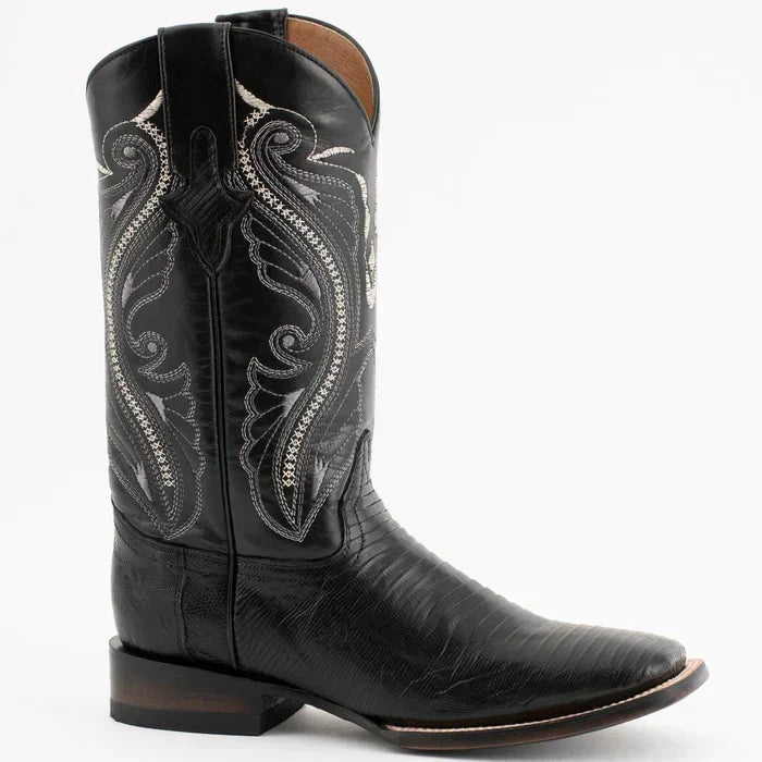 Ferrini Taylor Lizard Square Toe Boots Black