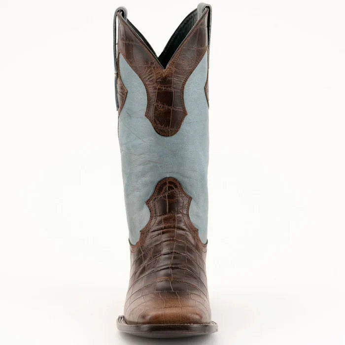 Ferrini Mustang Men's Print Alligator Boots Handcrafted Brown