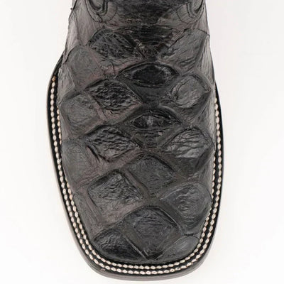 Ferrini Bronco Pirarucu Square Toe Boots Black