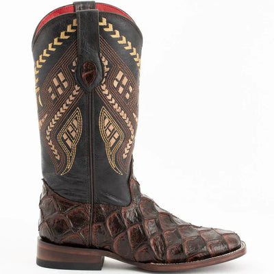Ferrini Bronco Pirarucu Print Boots - Chocolate
