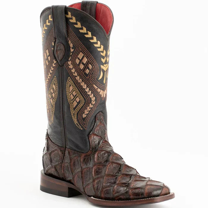 Ferrini Bronco Pirarucu Print Boots - Chocolate