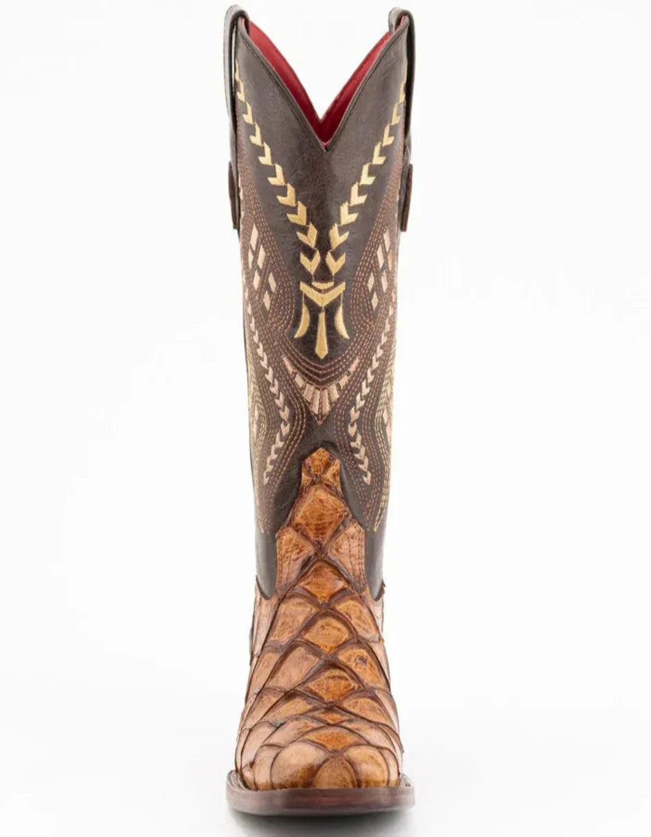 Ferrini Bronco Pirarucu Print Square Toe Boots