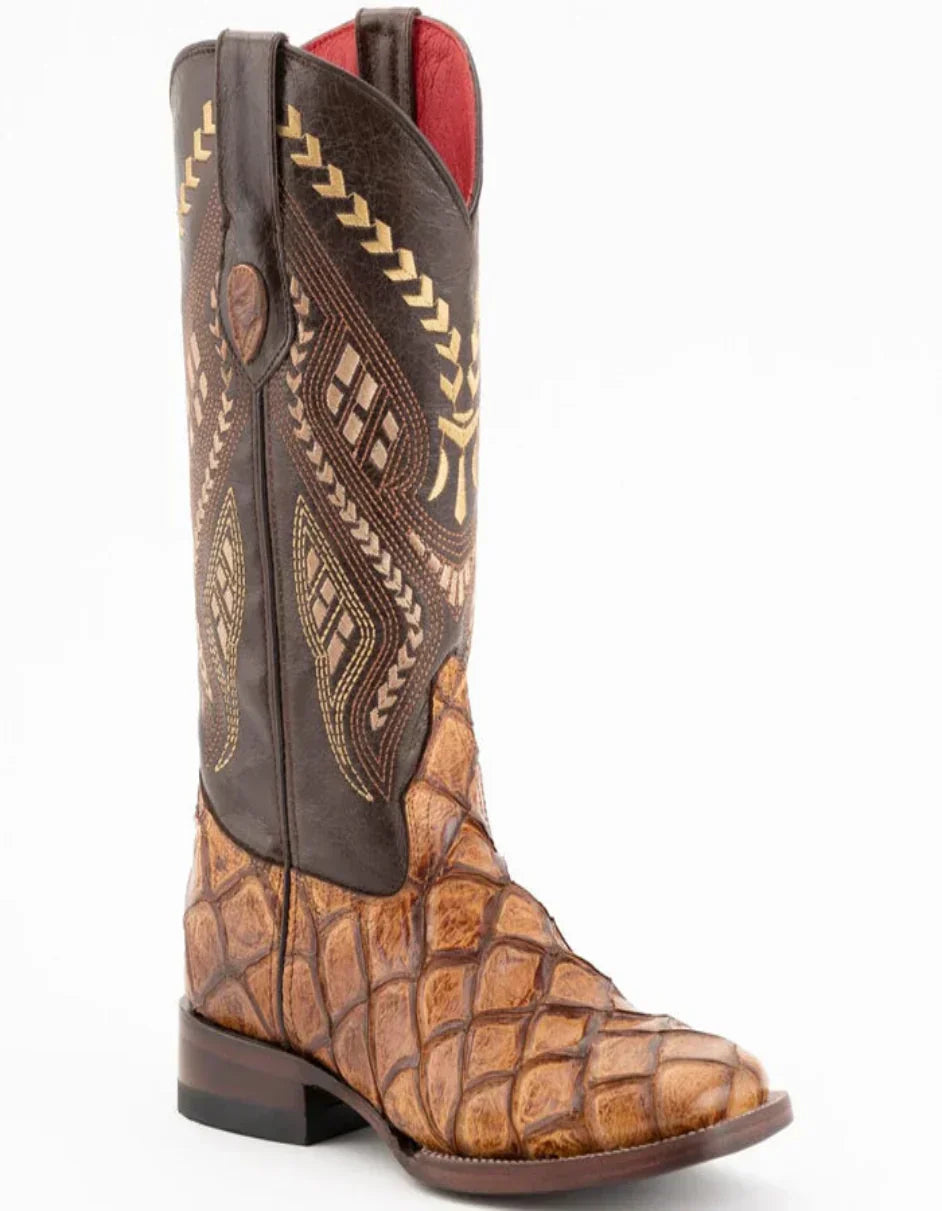 Ferrini Bronco Pirarucu Print Square Toe Boots