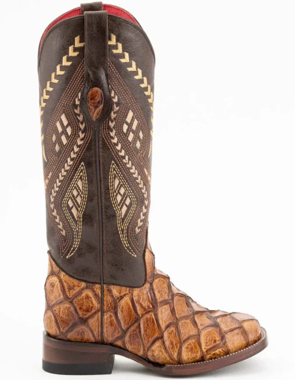 Ferrini Bronco Pirarucu Print Square Toe Boots