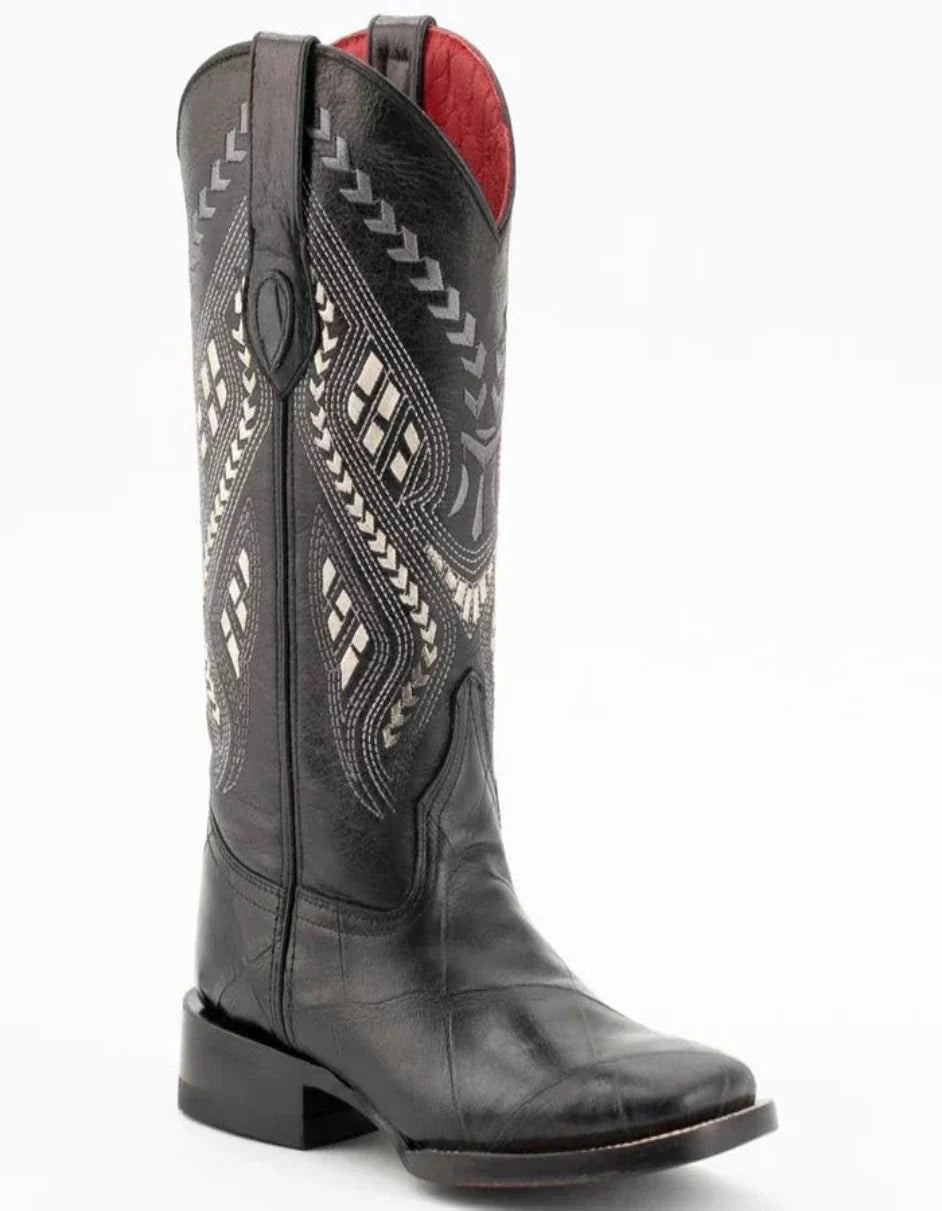 Ferrini Jesse Alligator Print Square Toe Boots - Black