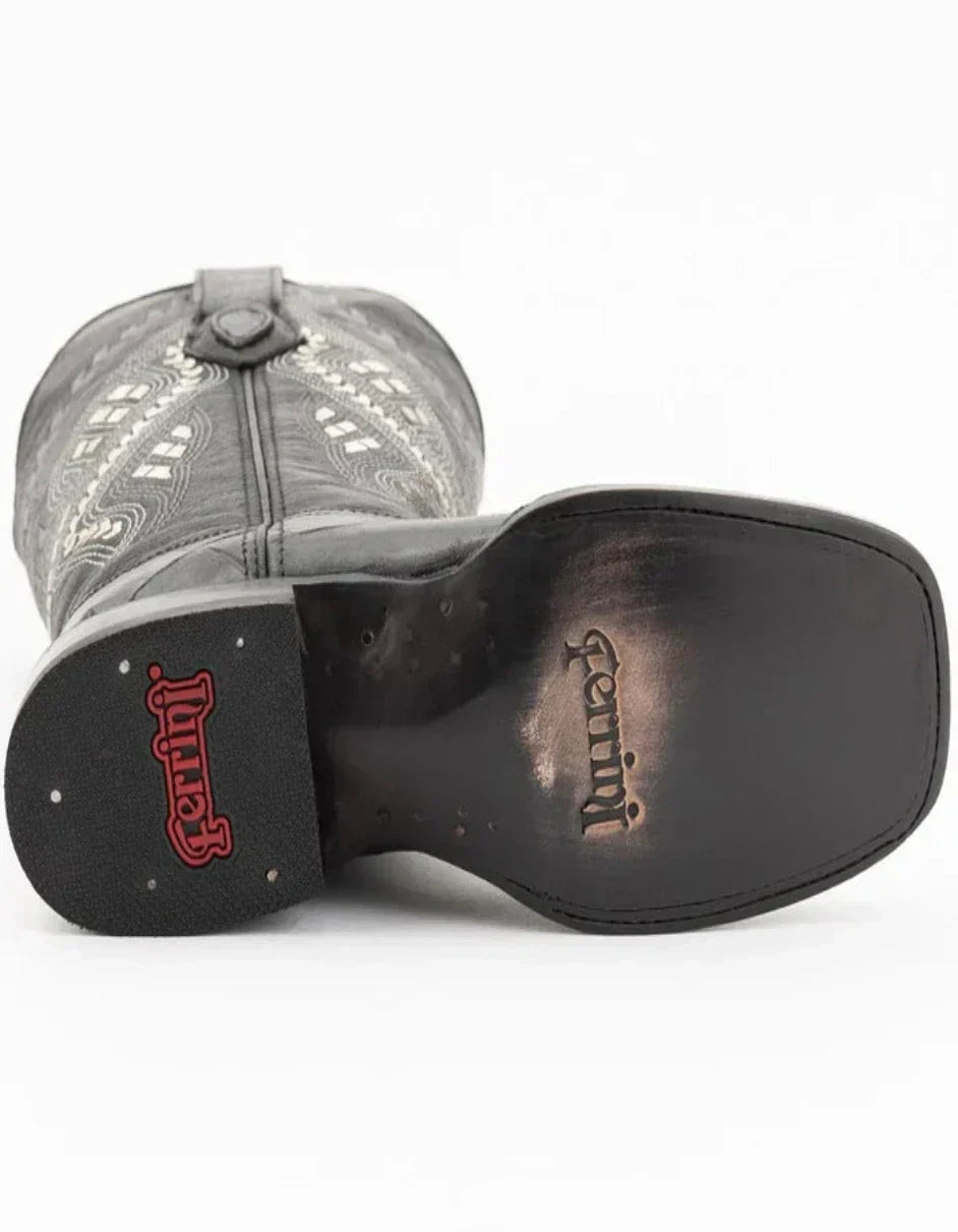 Ferrini Jesse Alligator Print Square Toe Boots - Black