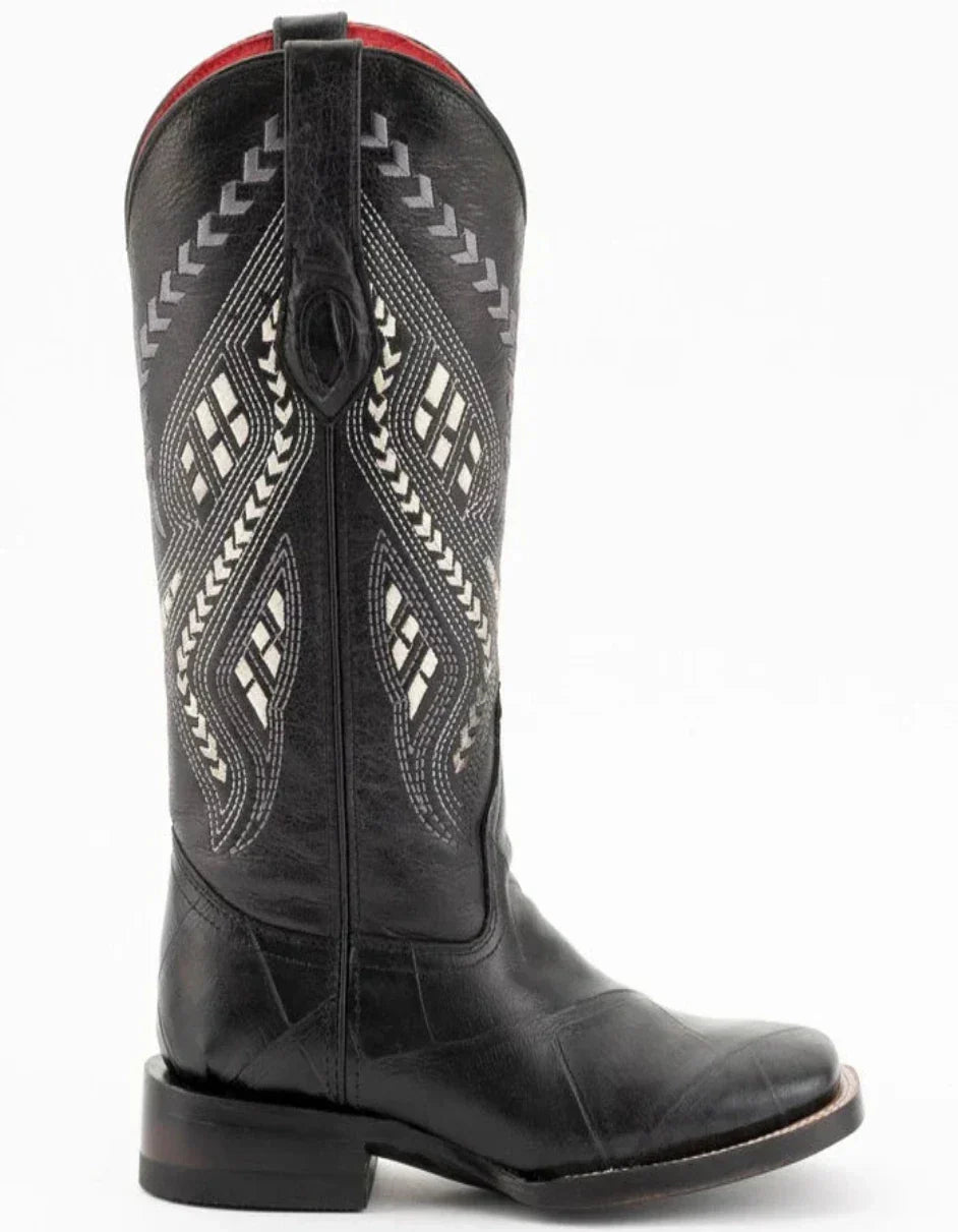 Ferrini Jesse Alligator Print Square Toe Boots - Black