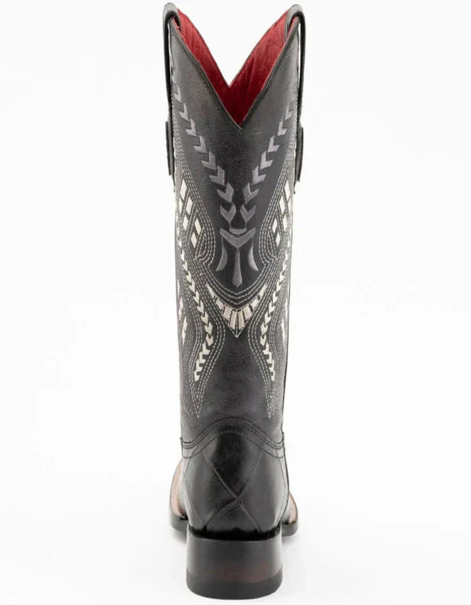 Ferrini Jesse Alligator Print Square Toe Boots - Black
