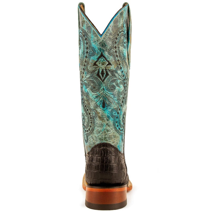 Ferrini Women's Stampede Square Toe Boots Crocodile Print - Black/Teal
