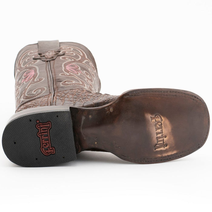 Ferrini Women's Stampede Square Toe Boots Crocodile Print - Rust Brown