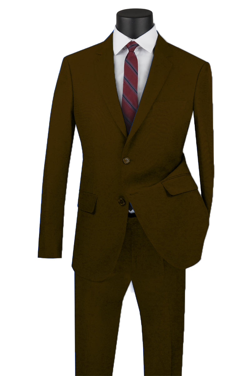 Classic Brown 2 Button Poplin Suit for Men